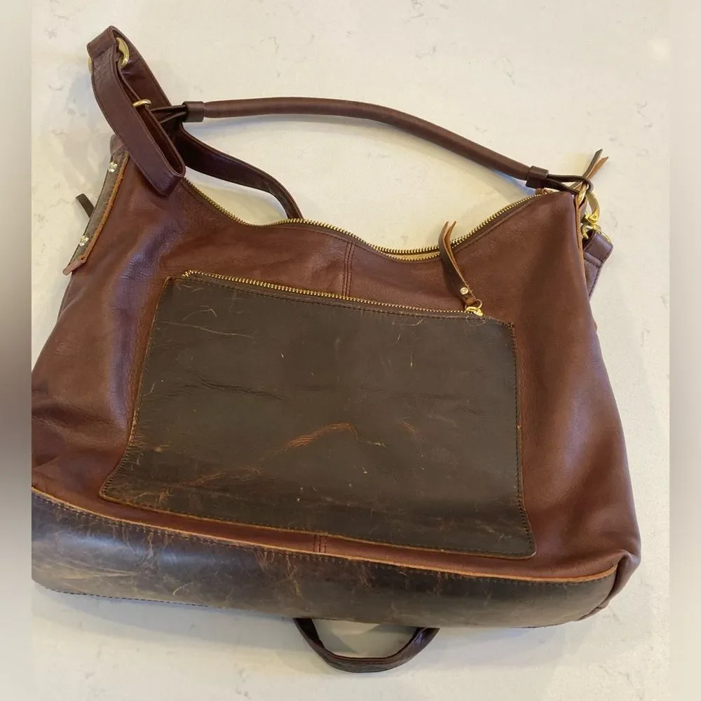 Osgoode Marley 100% Leather Distress Patina Thea 2 Way Chocolate Brown Hobo bag